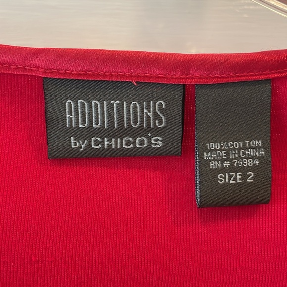Additions by Chico’s Red Size 2 (12/14) Long Sleeve Tee with Rhinestone Buttons. - Picture 3 of 5